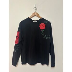 Ragabond Studio Black Organic Cotton Rose Graphic Long Sleeve Tee | Size XS